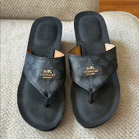 ▪️Coach Monogram Wedge Sandals - Picture 3 of 9